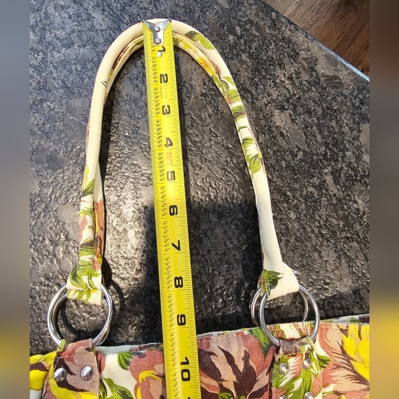 Vintage Mid-Century Binny Yellow Canvas Floral Purse - Picture 9 of 11